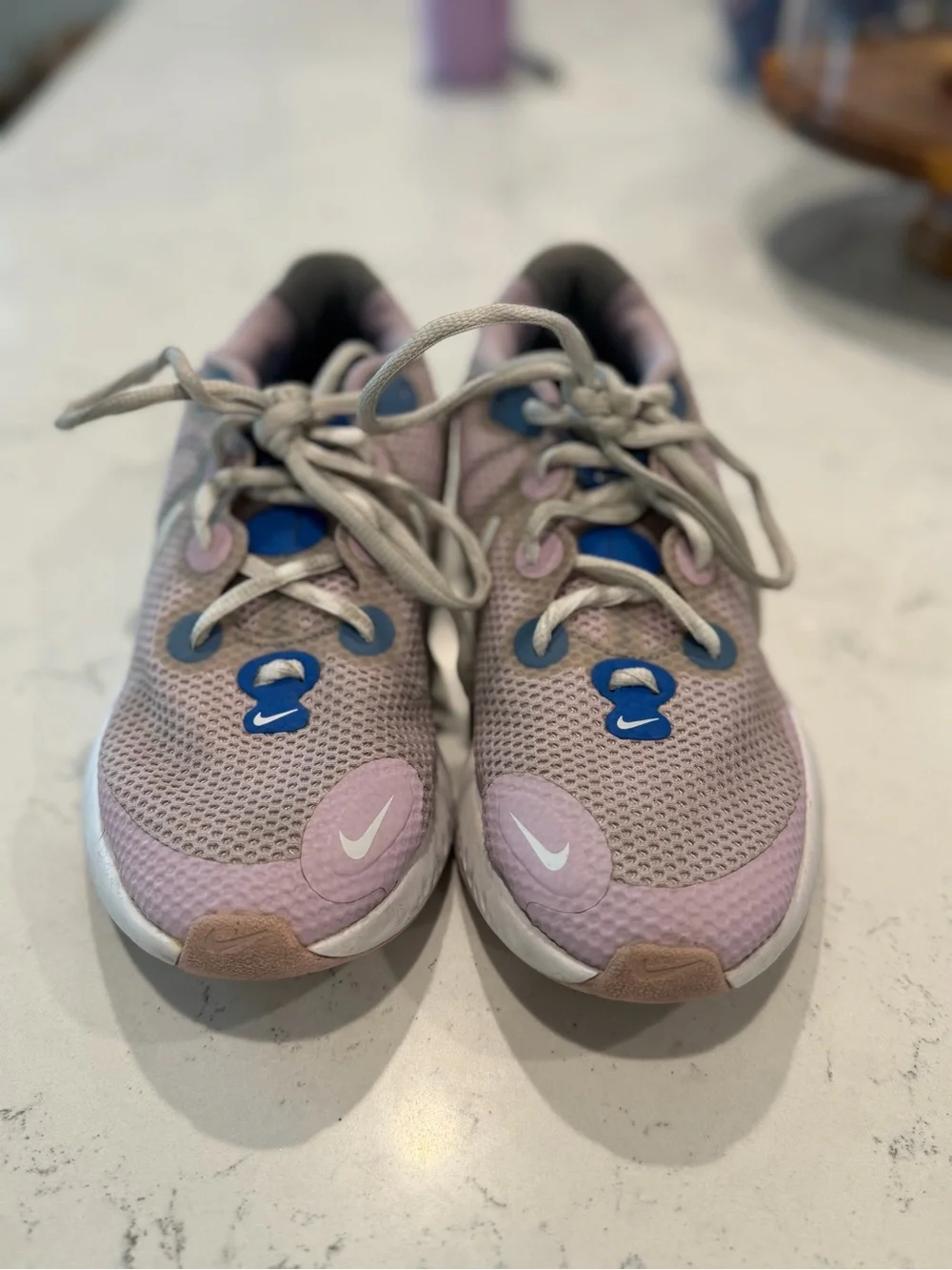 Nike Kids Light Pink and Blue Mesh Sneakers